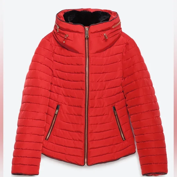 Zara Red Puffer Jacket - Picture 4 of 16